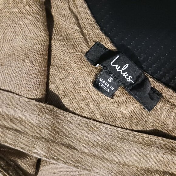 Lulus Torrey Olive Green Wide-Leg Overalls Size S‎ Linen Blend Cropped Leg - Picture 11 of 16